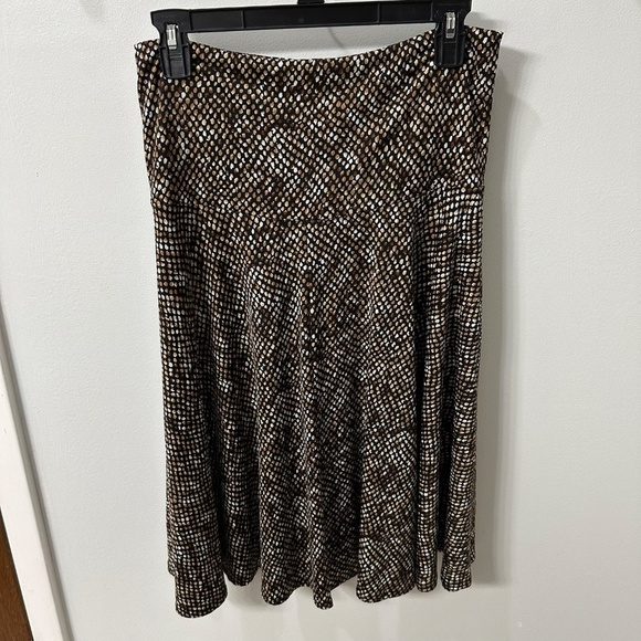 DRESSBARN Jersey Yoga Waistband Skirt Women's Sz. Medium in Brown/Black/Cream - Picture 2 of 9